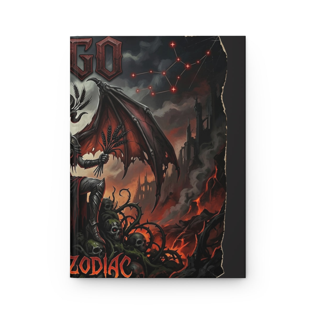 Demonic Zodiac Virgo Hardcover Journal — Gothic Demon Wings Lined Notebook