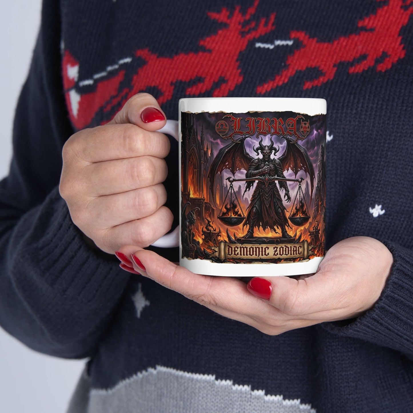 Gothic Demon Libra Mug | Dark Fantasy Demon Artwork