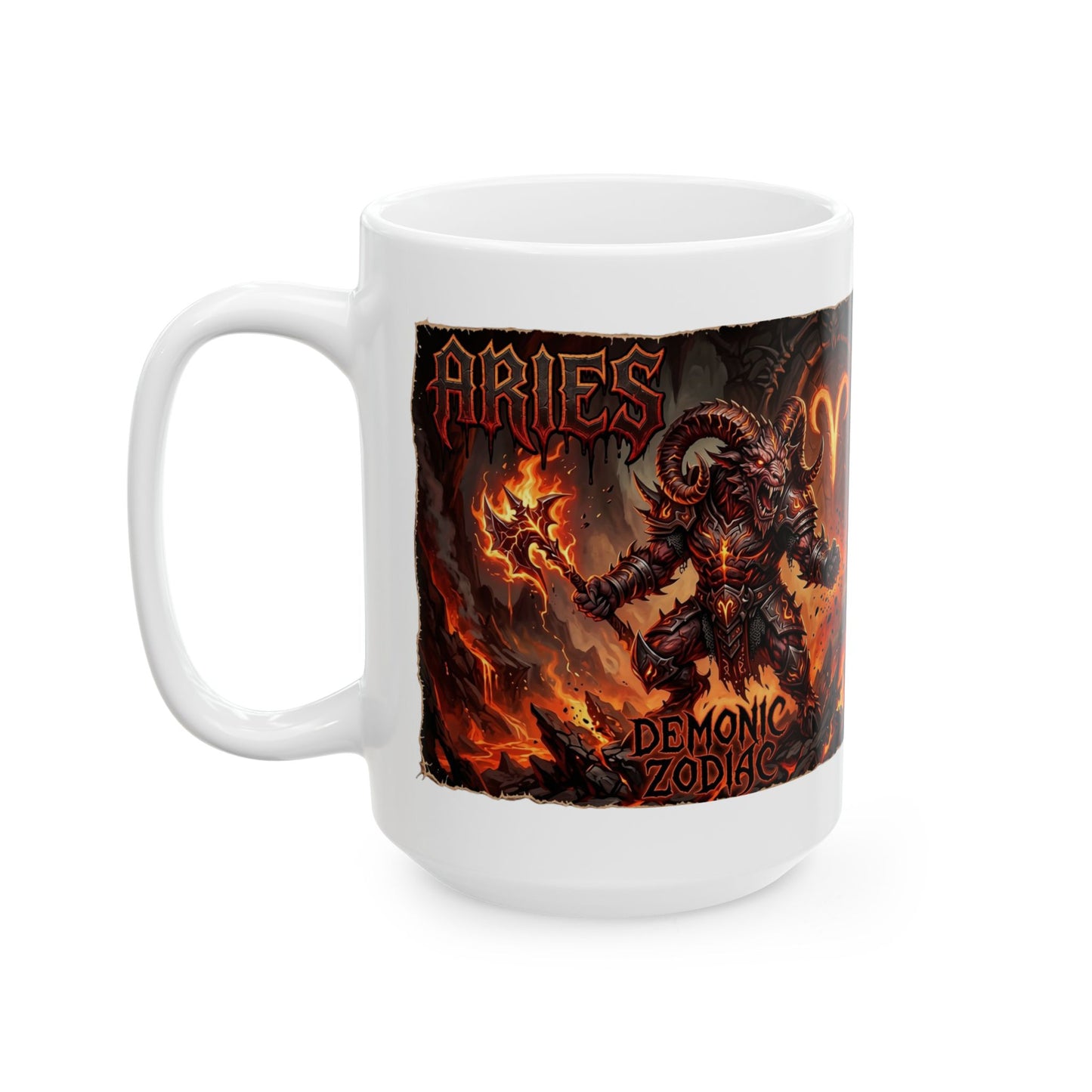 Aries Flame Gothic Ceramic Mug — Zodiac Fire Sign Coffee Cup (11oz & 15oz)