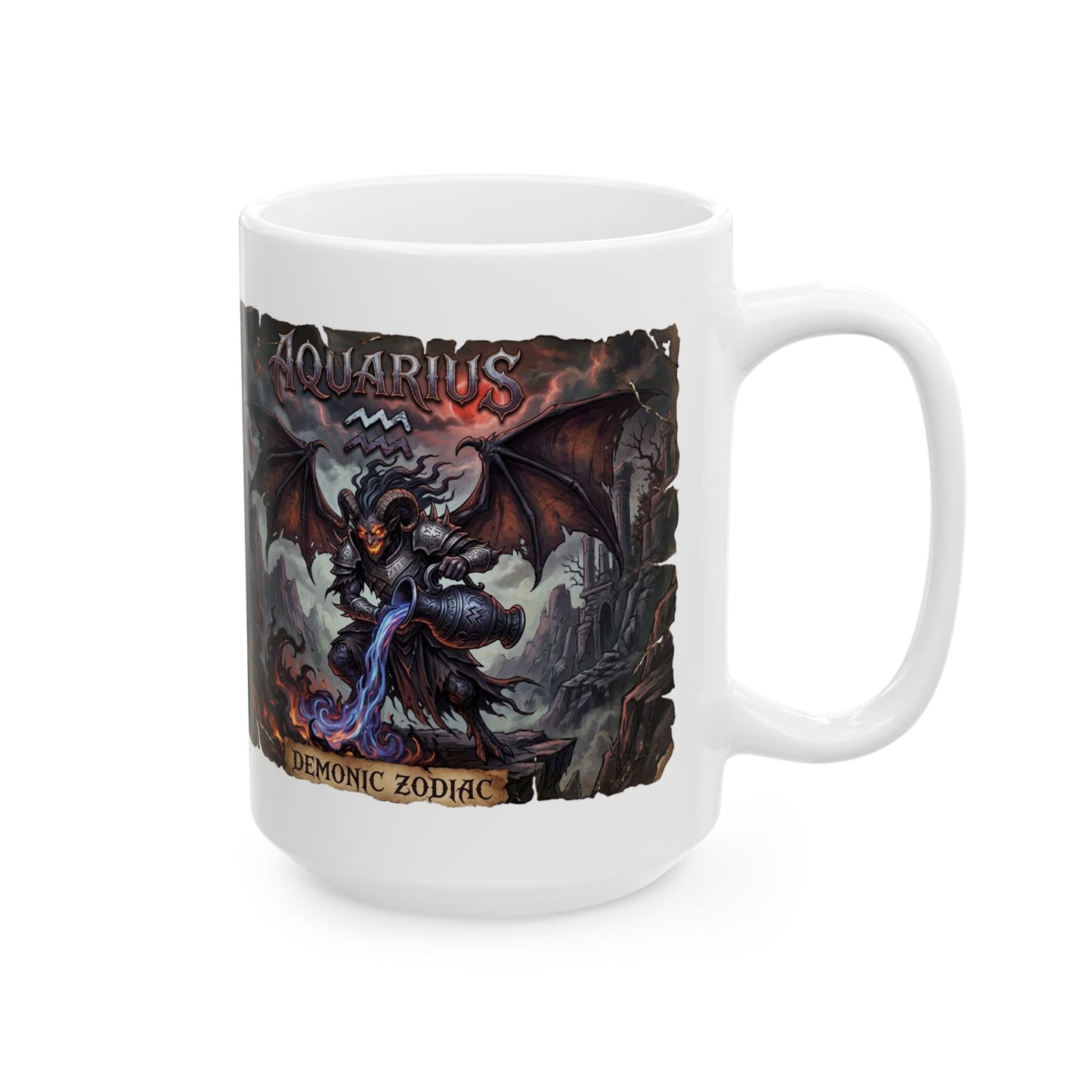 Demonic Aquarius Ceramic Mug (11oz/15oz) — Dark Gothic Fantasy Coffee Cup