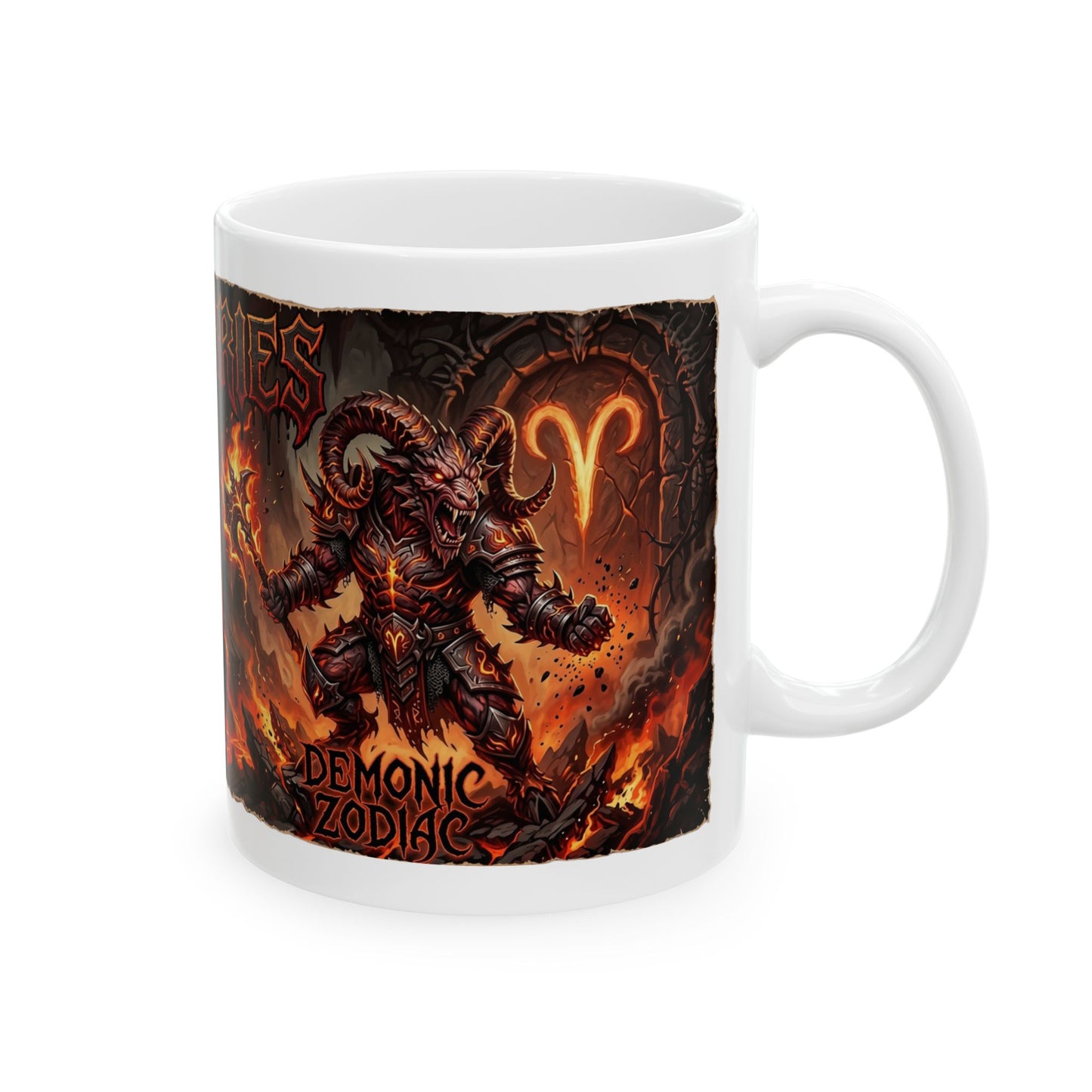 Aries Flame Gothic Ceramic Mug — Zodiac Fire Sign Coffee Cup (11oz & 15oz)