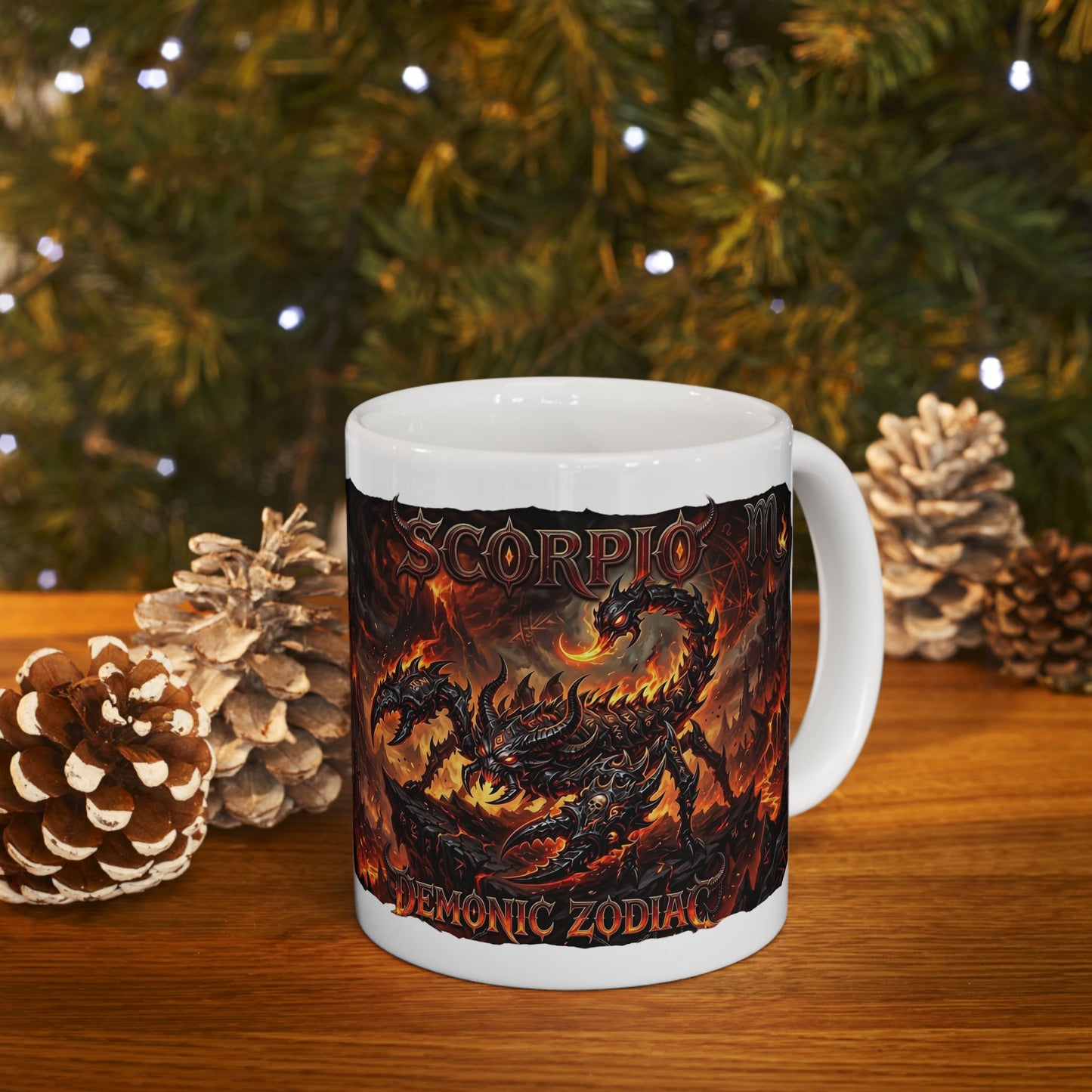 Demonic Scorpio Ceramic Mug — Fiery Gothic Coffee Cup (11oz & 15oz)