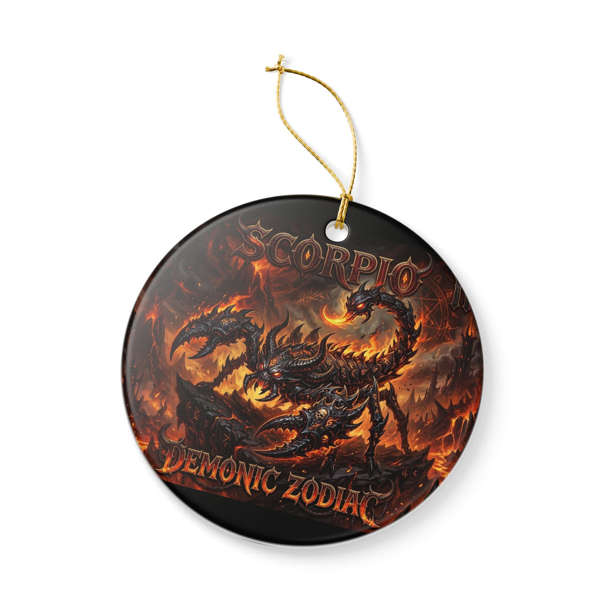 Scorpio Demonic Zodiac Ceramic Ornament — Fiery Scorpion Astrology Decor
