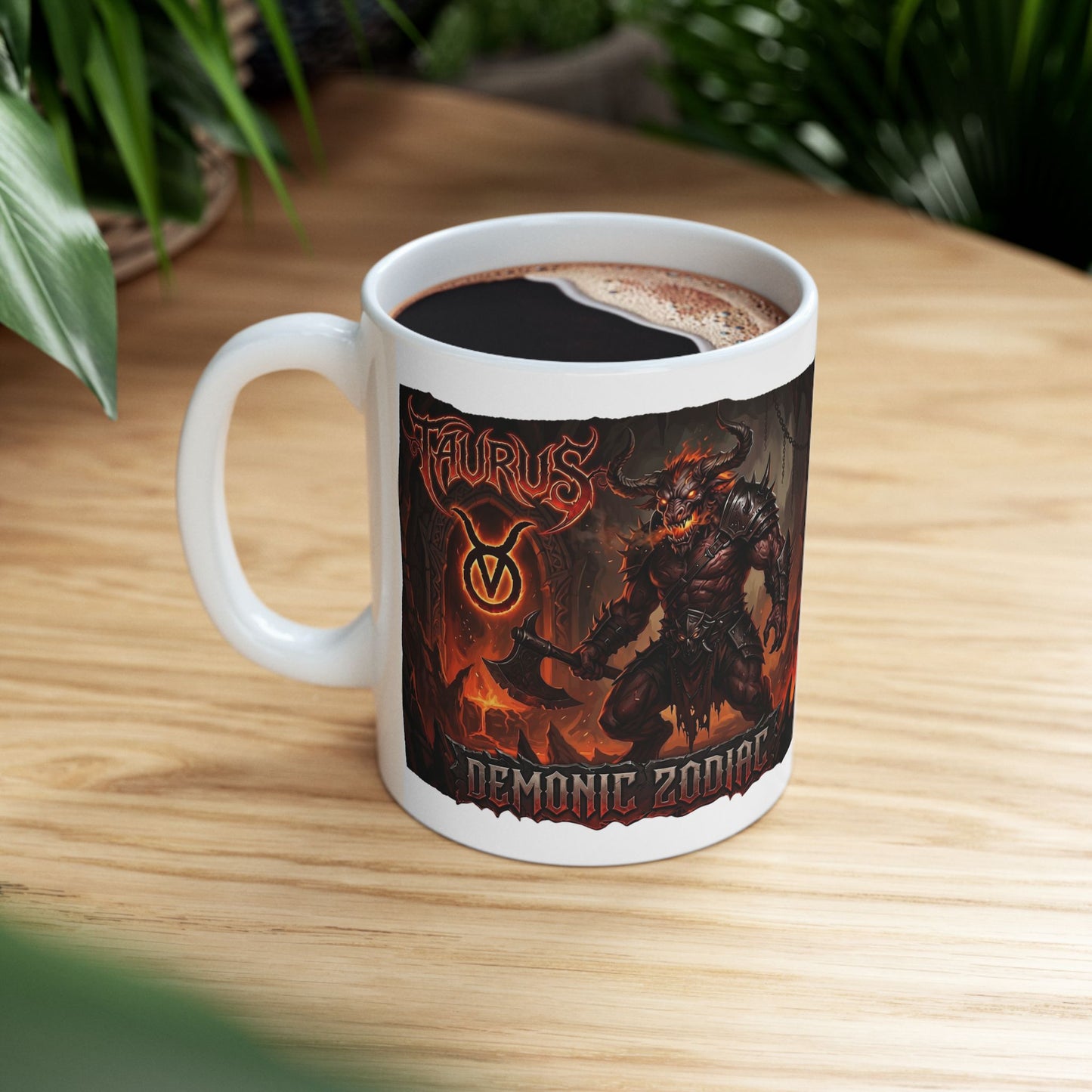 Taurus Zodiac Demon Mug - Fiery Astrological Coffee Cup (11oz/15oz)