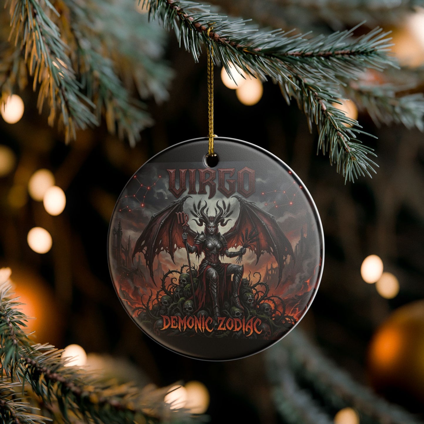 Virgo Demonic Zodiac Ceramic Ornament — Gothic Astrology Décor