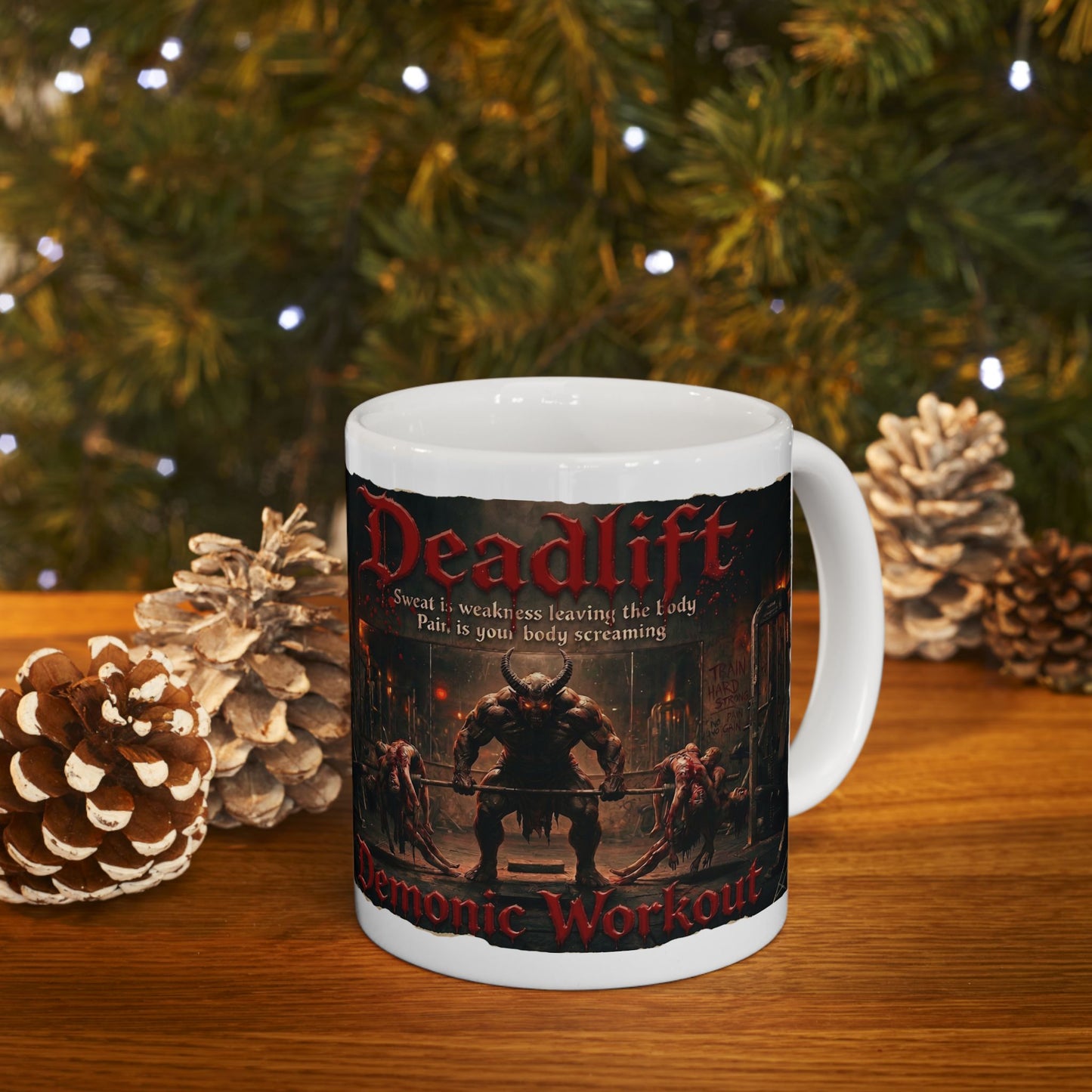 Demonic Gym Ceramic Mug (11oz & 15oz) — Dark Workout Art Coffee Cup