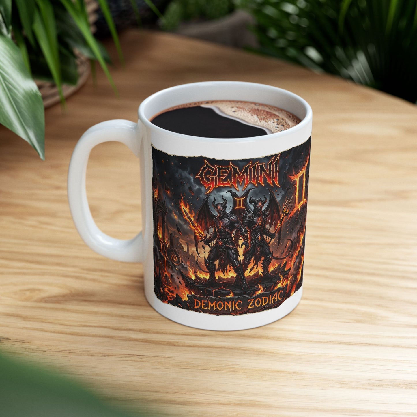 Zodiac Gemini Demons Ceramic Mug — Astrology Horoscope Coffee Cup