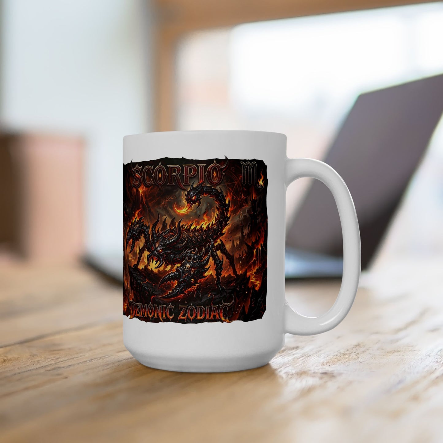 Demonic Scorpio Ceramic Mug — Fiery Gothic Coffee Cup (11oz & 15oz)