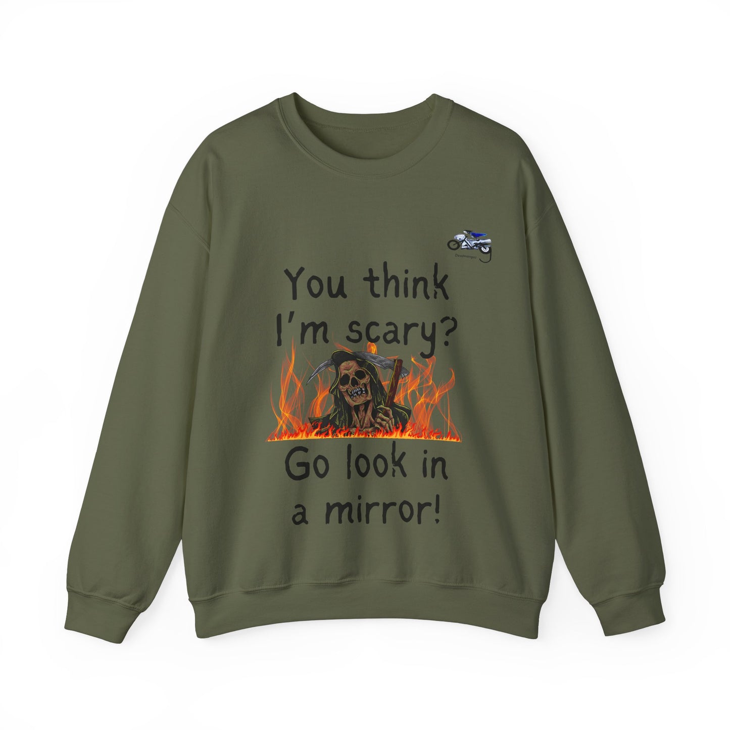 Funny Halloween Crewneck Sweatshirt - 'You Think I'm Scary? Go Look in a Mirror!'