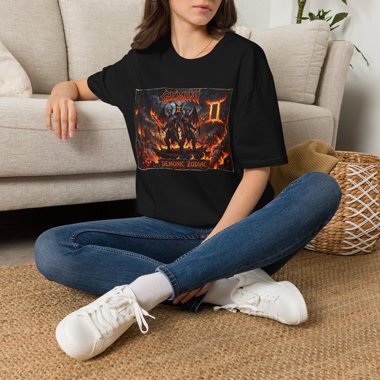 Gemini II Zodiac T‑Shirt — Dark Flames Astrology Tee