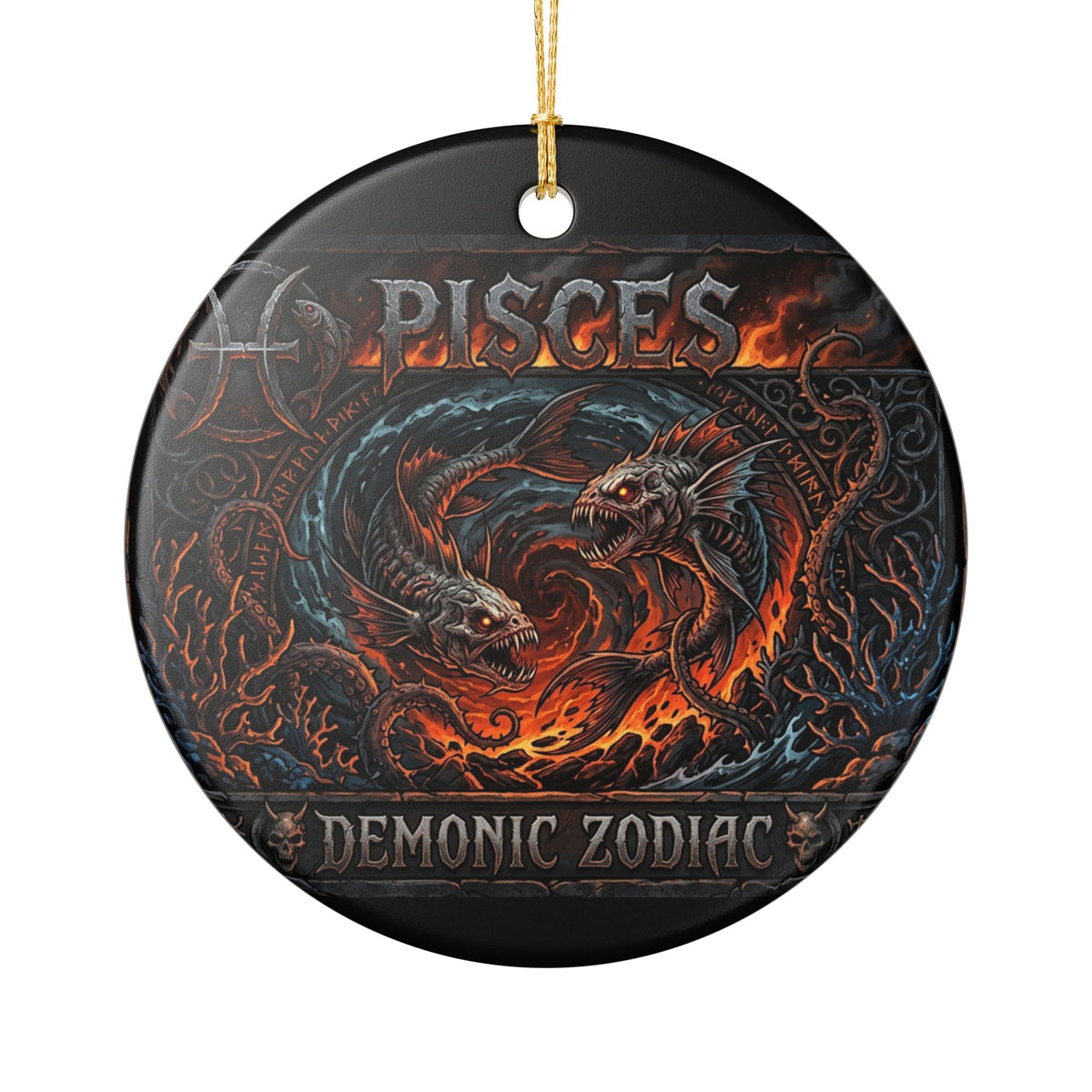 Pisces Ceramic Ornament — Demonic Zodiac Fish Decorative Hanging Ornament