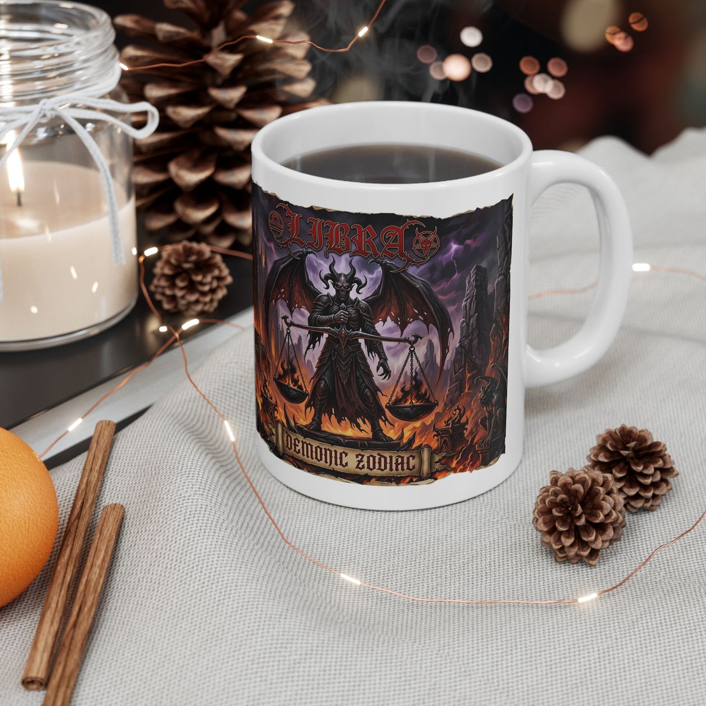 Gothic Demon Libra Mug | Dark Fantasy Demon Artwork