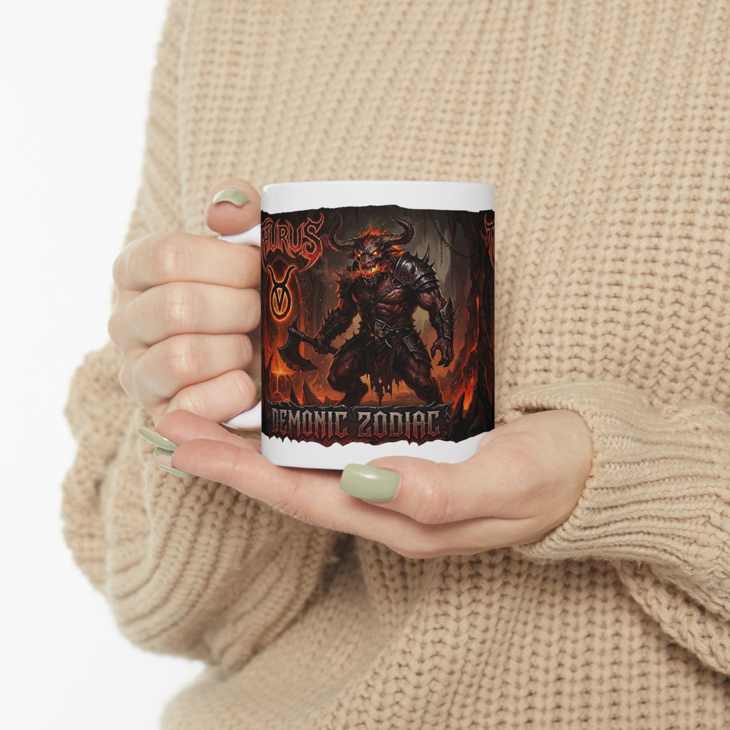 Taurus Zodiac Demon Mug - Fiery Astrological Coffee Cup (11oz/15oz)