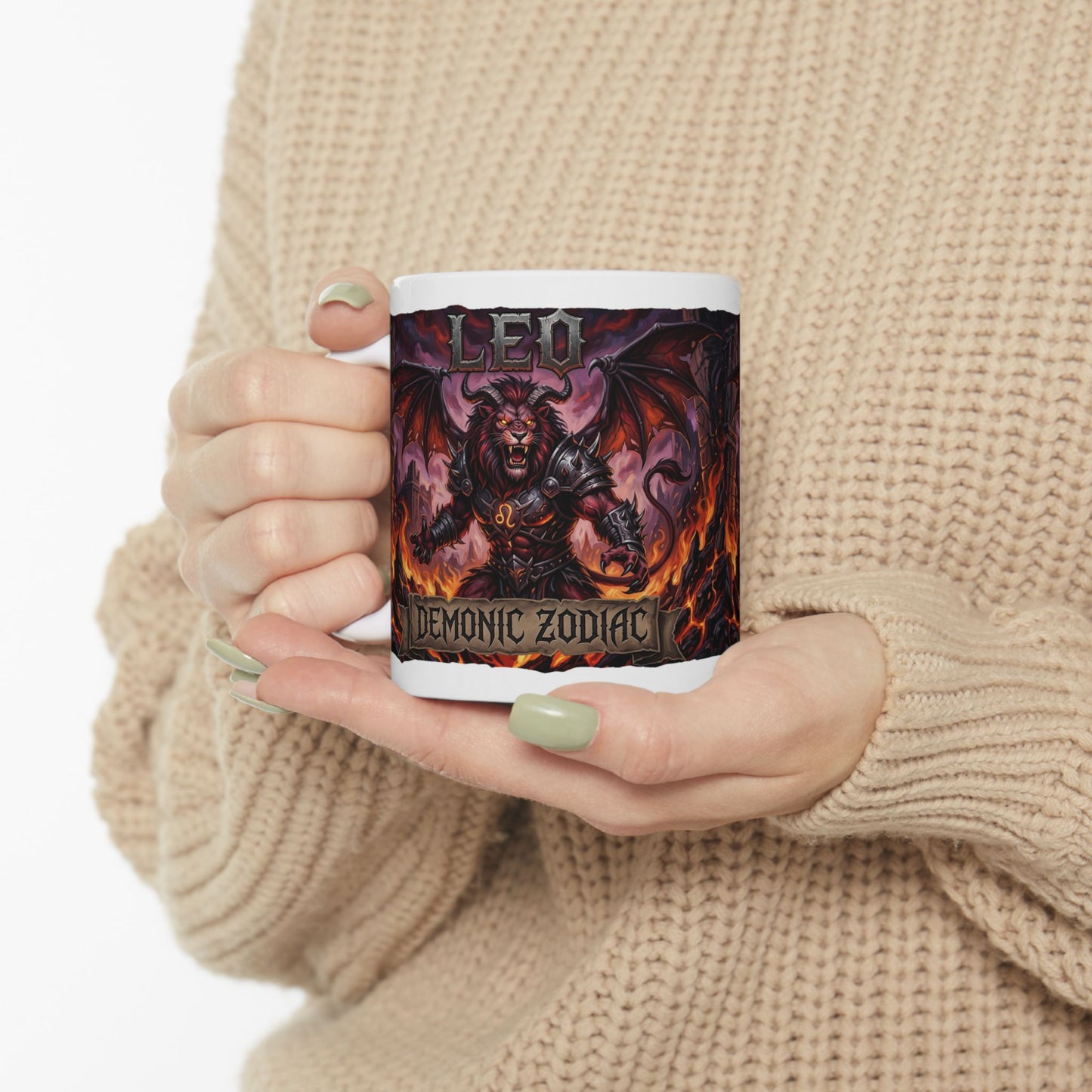 Demonic Leo Mug — Dark Fantasy Zodiac Design (11oz & 15oz)