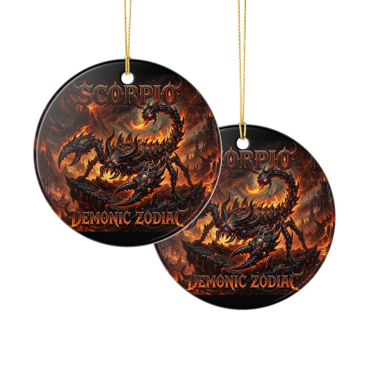 Scorpio Demonic Zodiac Ceramic Ornament — Fiery Scorpion Astrology Decor