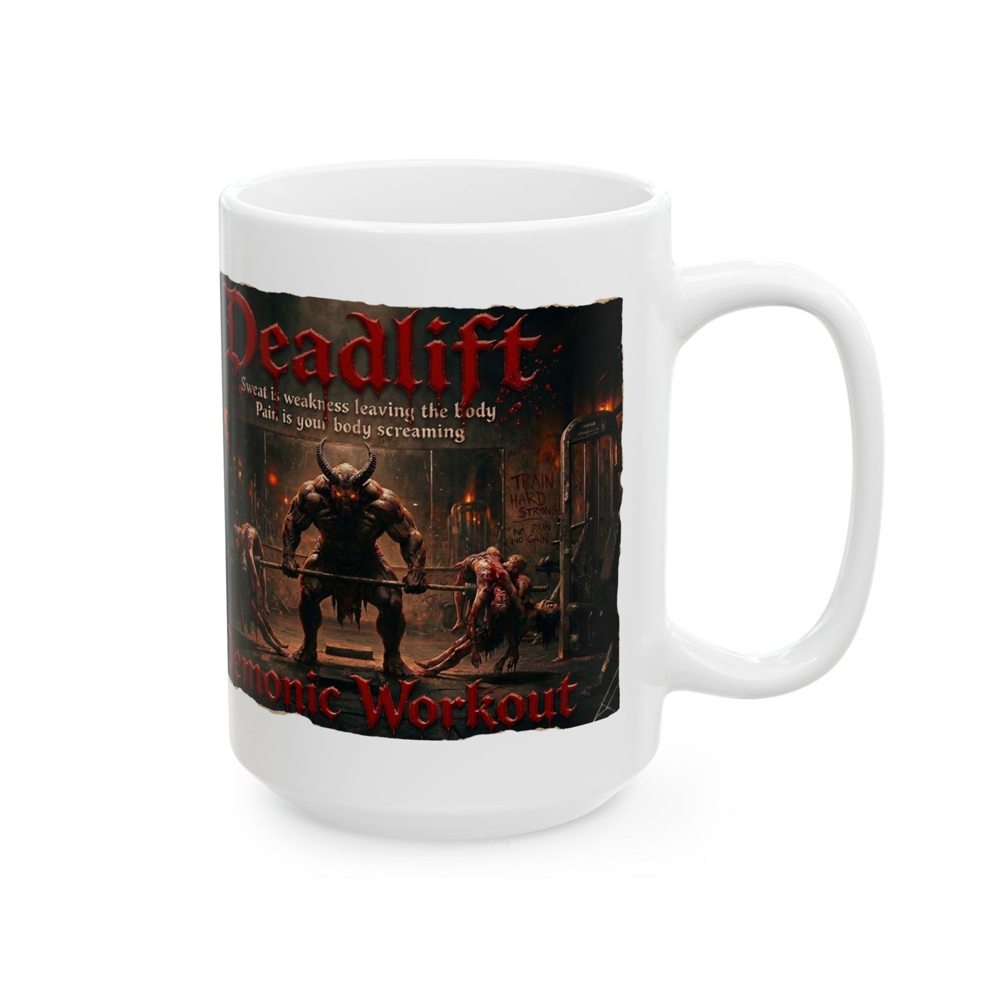 Demonic Gym Ceramic Mug (11oz & 15oz) — Dark Workout Art Coffee Cup