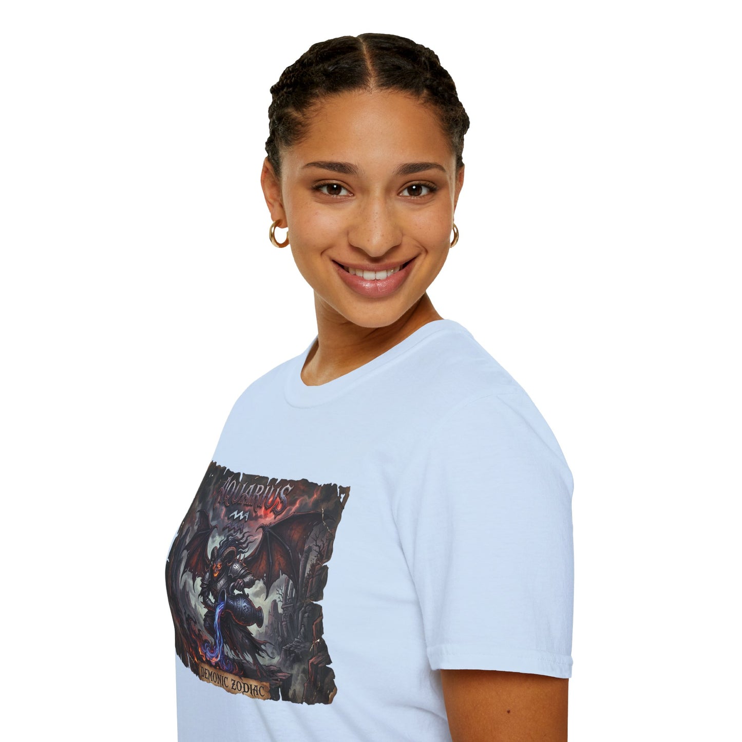 Aquarius Demon Art T-Shirt — Gothic Zodiac Graphic Tee