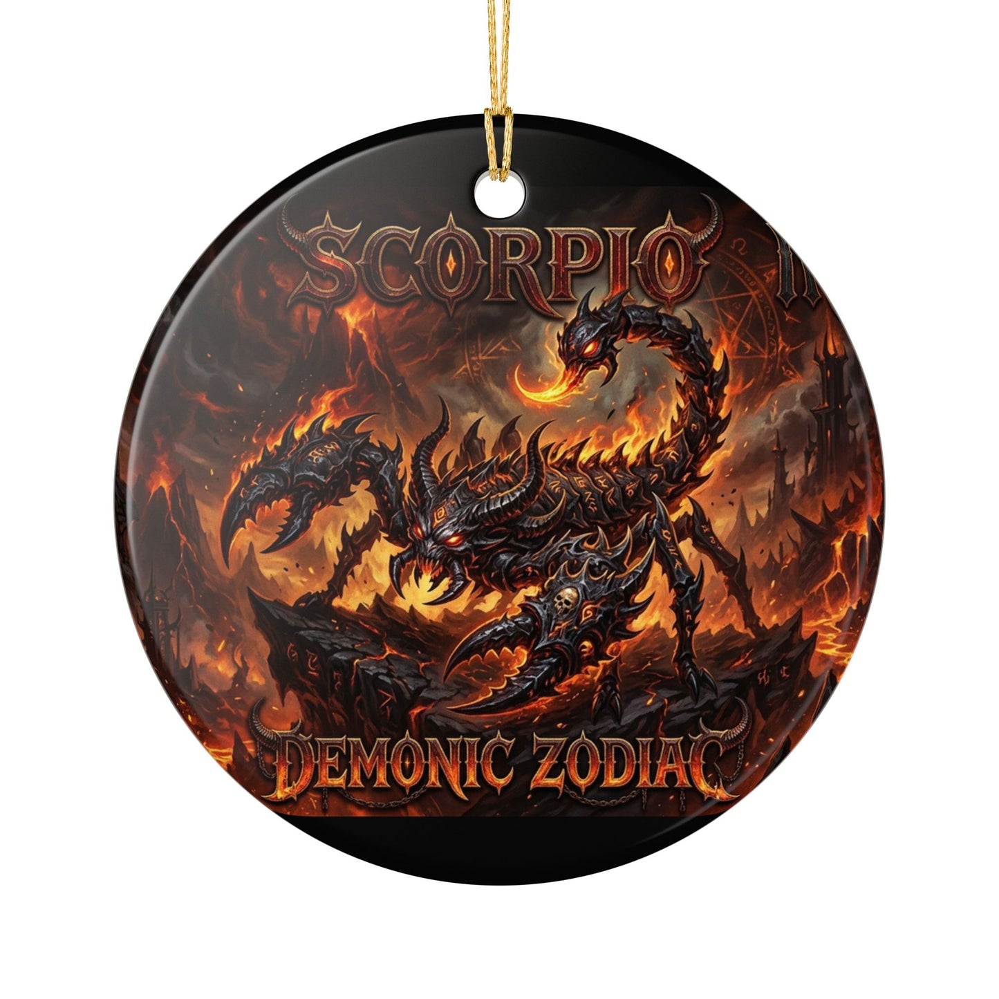 Scorpio Demonic Zodiac Ceramic Ornament — Fiery Scorpion Astrology Decor