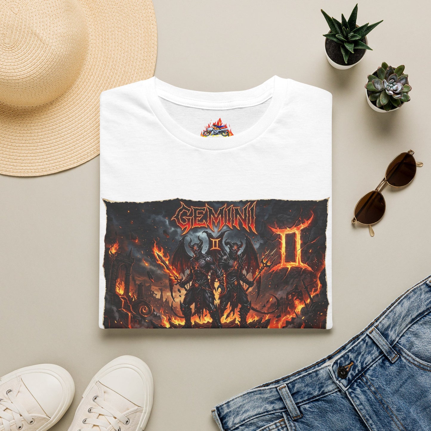 Gemini II Zodiac T‑Shirt — Dark Flames Astrology Tee