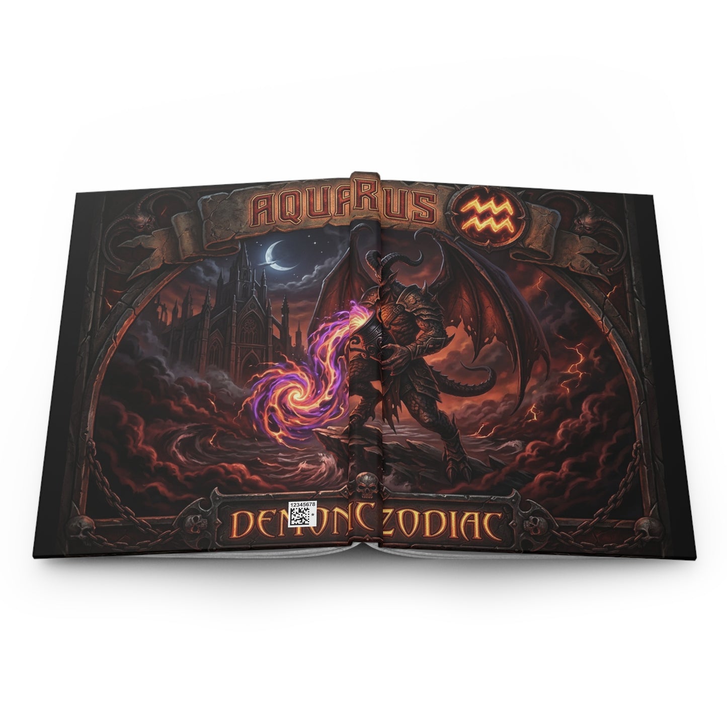 Aquarius Zodiac Hardcover Journal — Dark Fantasy Lined Notebook