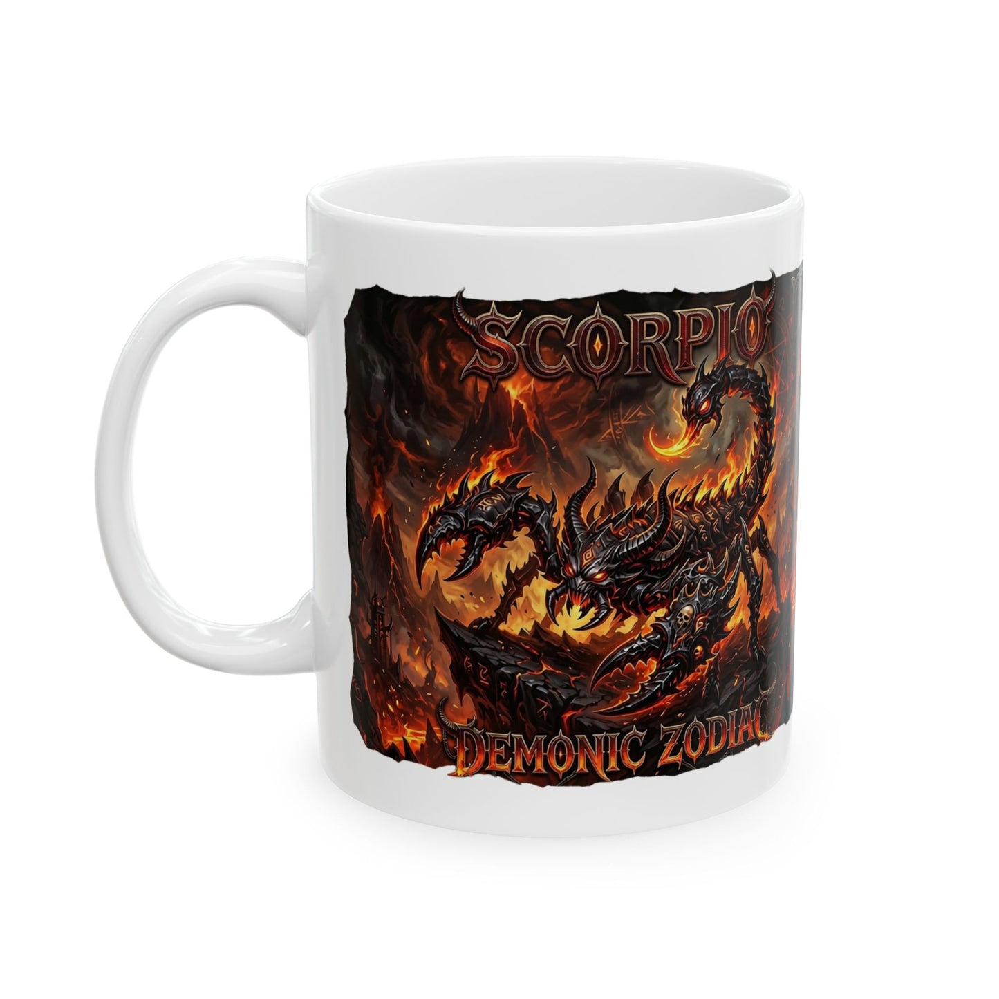 Demonic Scorpio Ceramic Mug — Fiery Gothic Coffee Cup (11oz & 15oz)
