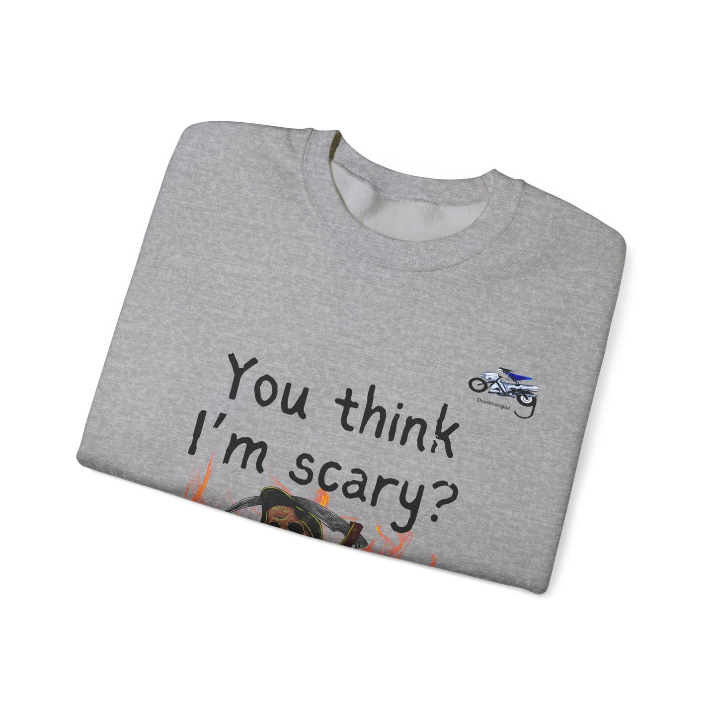 Funny Halloween Crewneck Sweatshirt - 'You Think I'm Scary? Go Look in a Mirror!'