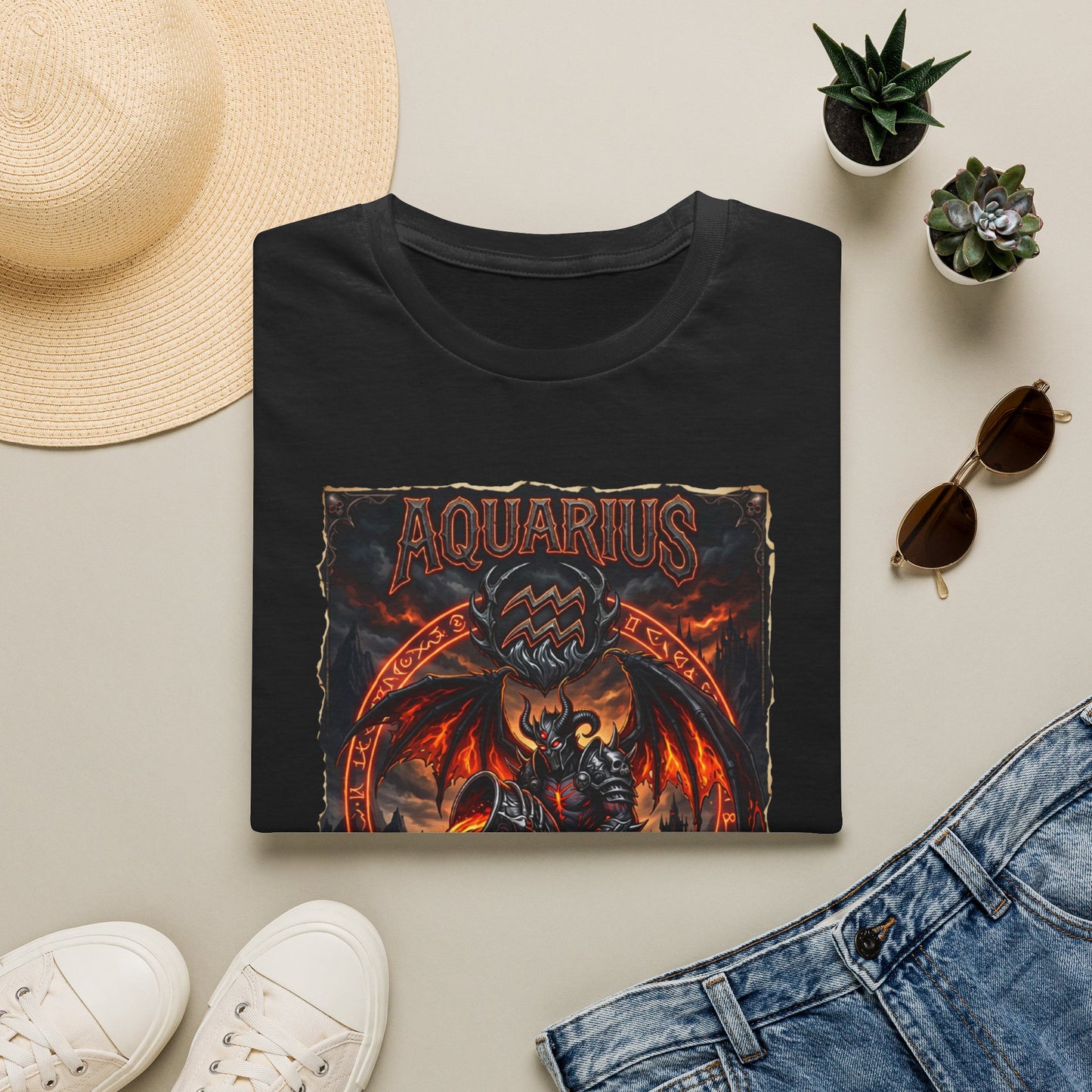 Aquarius Zodiac T‑Shirt — Dark Dragon Astrological Tee