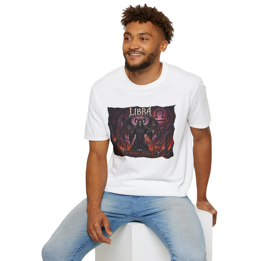 Libra Zodiac T-Shirt — Gothic Demon Astrology Tee with Libra Symbol