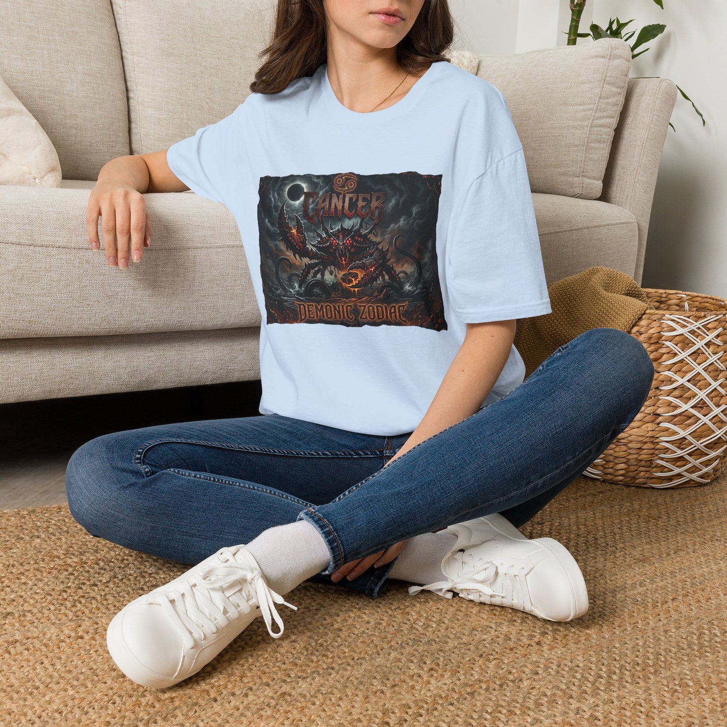 Cancer Zodiac T‑Shirt — Dark Demon Constellation Astrology Tee