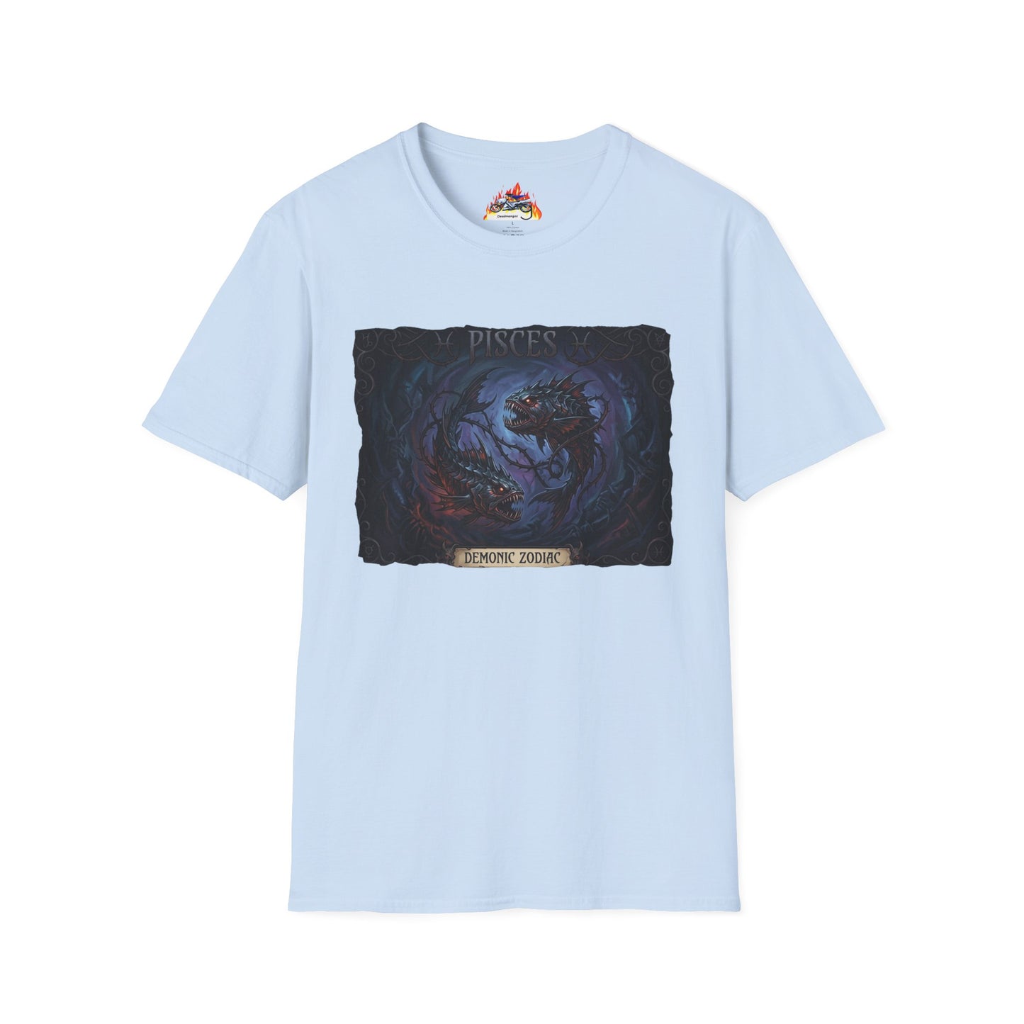 Pisces Zodiac T-Shirt — Dark Mythic Fish Astrology Tee