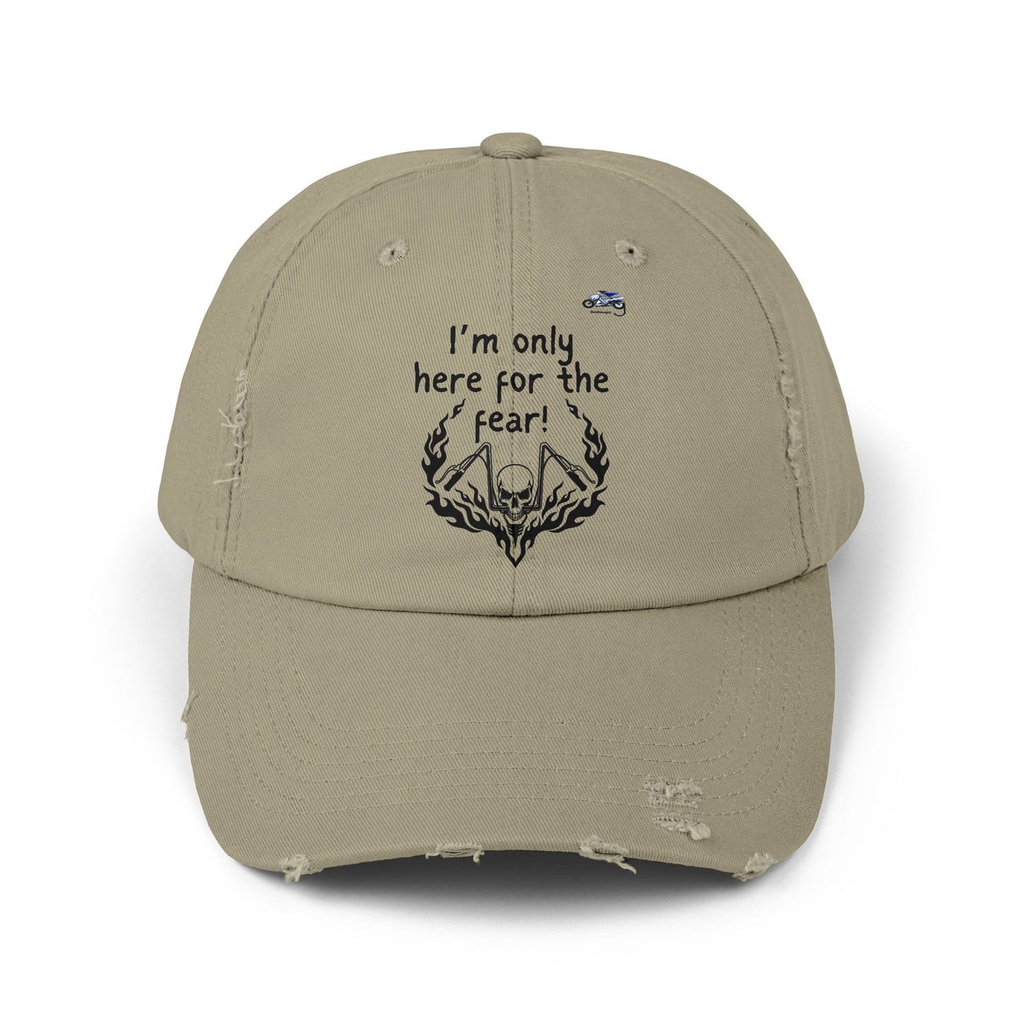 Unisex Distressed Cap - 'I'm Only Here for the Fear' Fun Casual Hat for Halloween and Everyday Wear