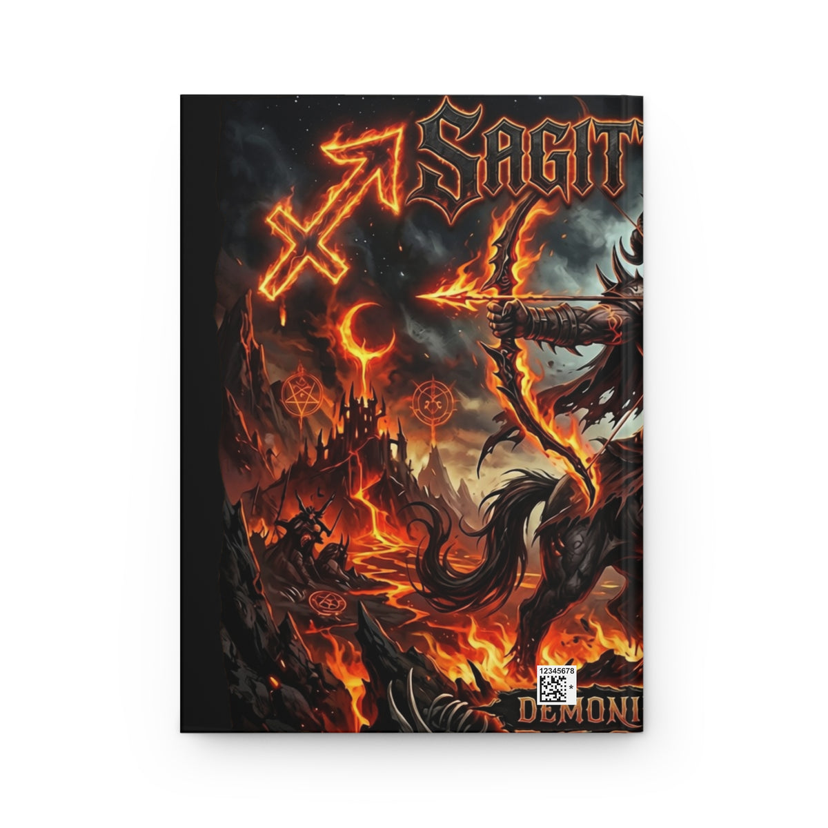 Sagittarius Demon Fire Hardcover Journal — Lined Matte Notebook for Astrology & Gothic Art Fans