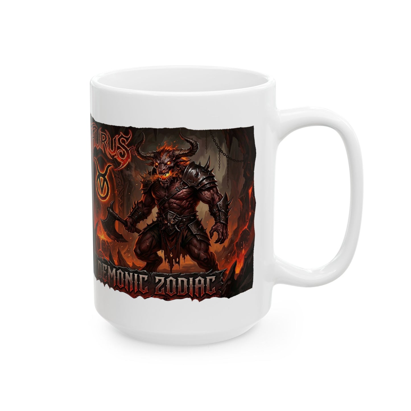 Taurus Zodiac Demon Mug - Fiery Astrological Coffee Cup (11oz/15oz)