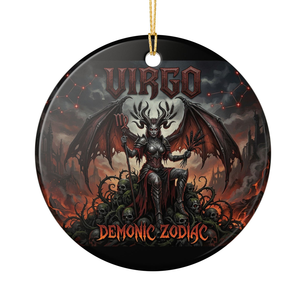 Virgo Demonic Zodiac Ceramic Ornament — Gothic Astrology Décor