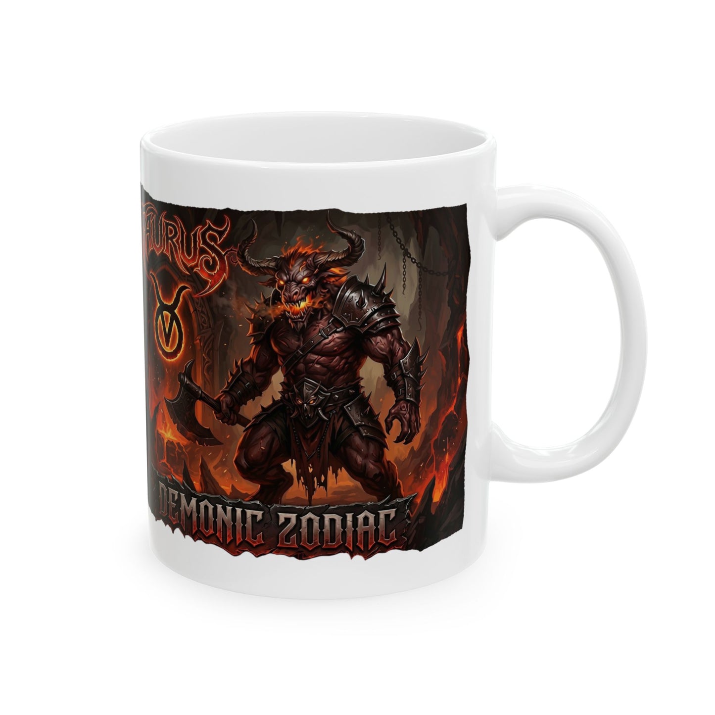 Taurus Zodiac Demon Mug - Fiery Astrological Coffee Cup (11oz/15oz)