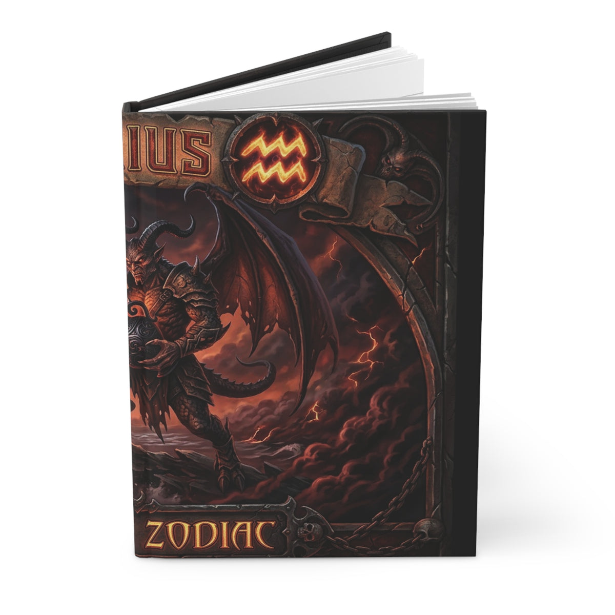 Aquarius Zodiac Hardcover Journal — Dark Fantasy Lined Notebook