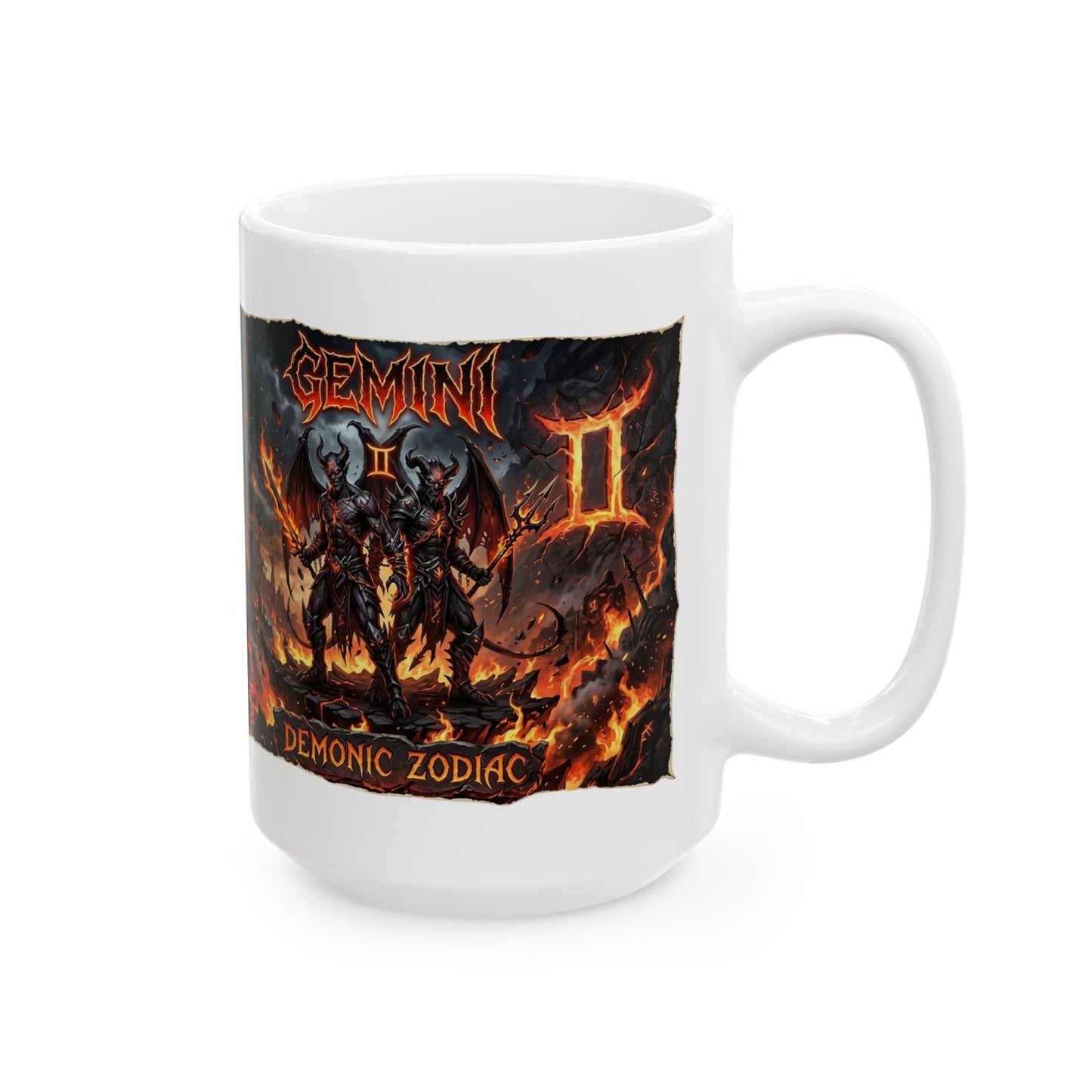 Zodiac Gemini Demons Ceramic Mug — Astrology Horoscope Coffee Cup
