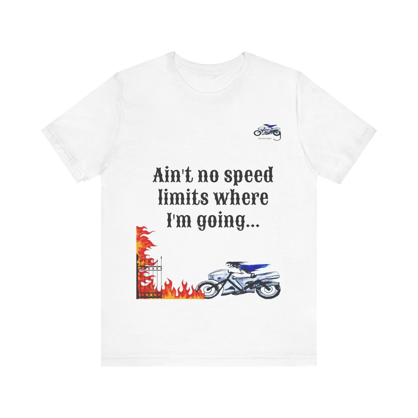 Motorcycle Adventure Graphic Tee - 'Ain't No Speed Limits' Unisex Short Sleeve Shirt