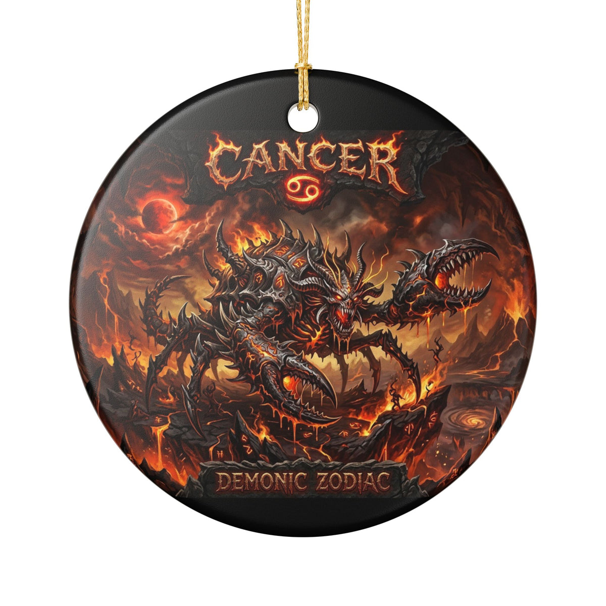 Cancer Demonic Zodiac Ceramic Ornament — Horror Crab Astrology Holiday Decoration