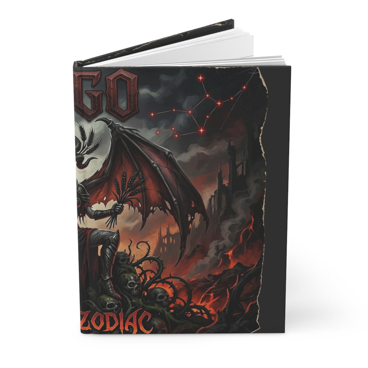 Demonic Zodiac Virgo Hardcover Journal — Gothic Demon Wings Lined Notebook