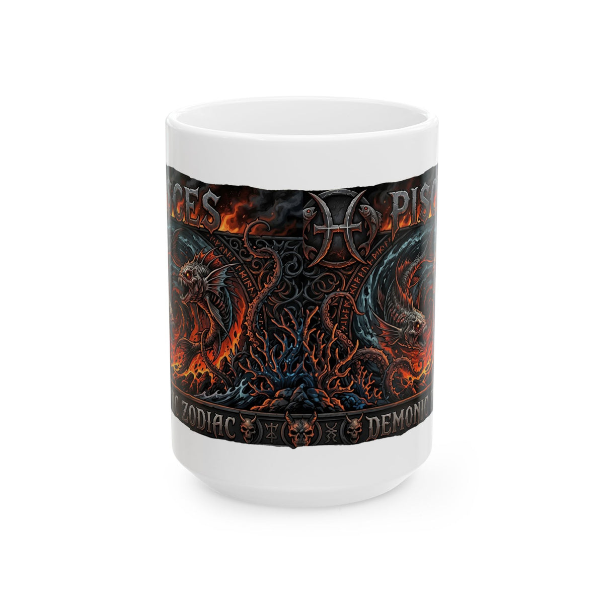 Dark Fantasy Pisces Mug — Gothic Creature Ceramic Coffee Cup (11oz/15oz)