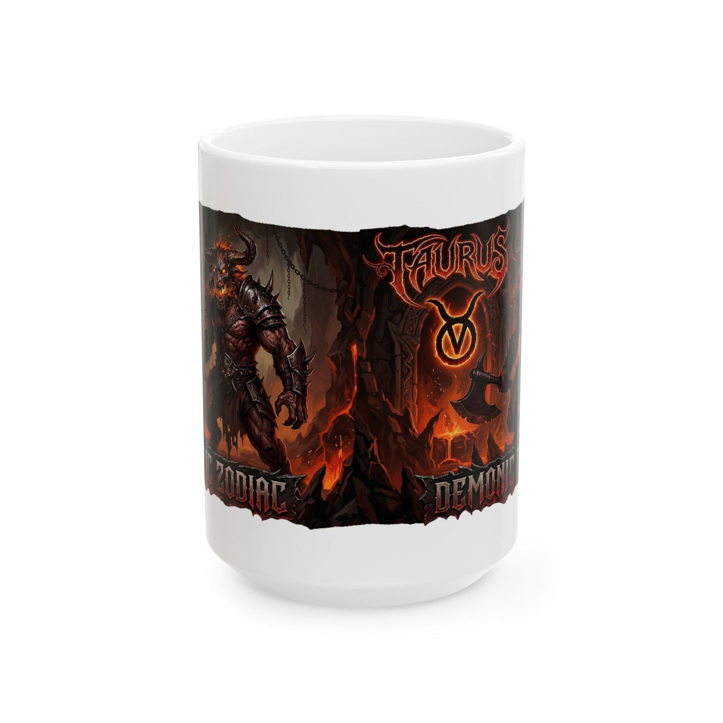 Taurus Zodiac Demon Mug - Fiery Astrological Coffee Cup (11oz/15oz)