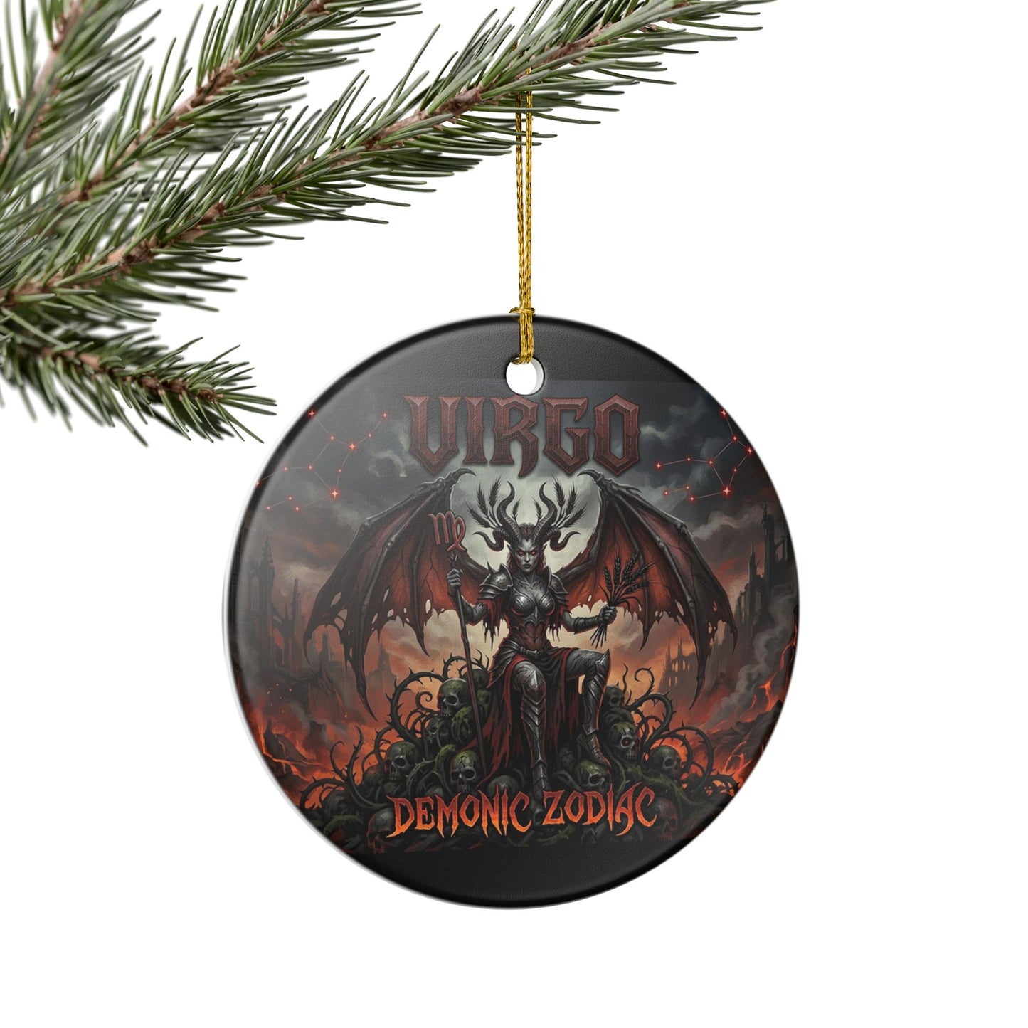 Virgo Demonic Zodiac Ceramic Ornament — Gothic Astrology Décor