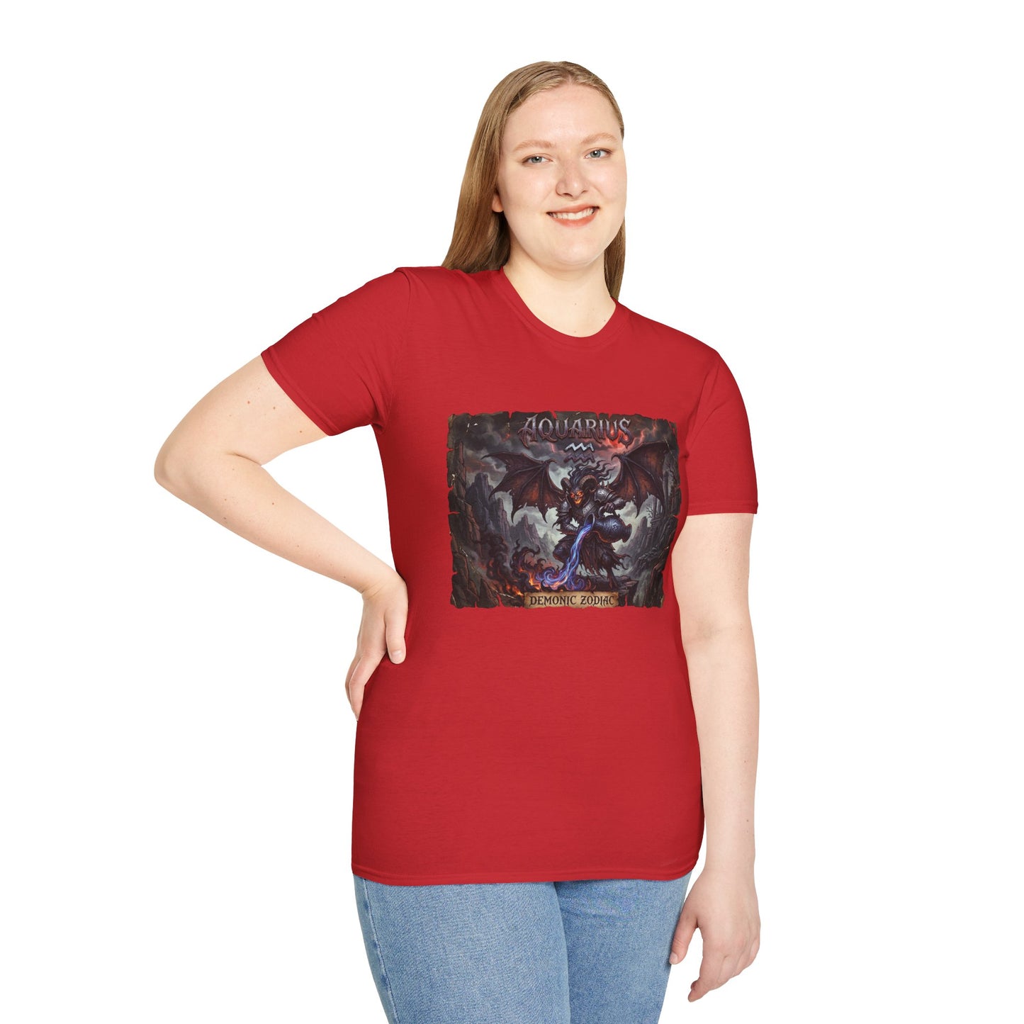 Aquarius Demon Art T-Shirt — Gothic Zodiac Graphic Tee