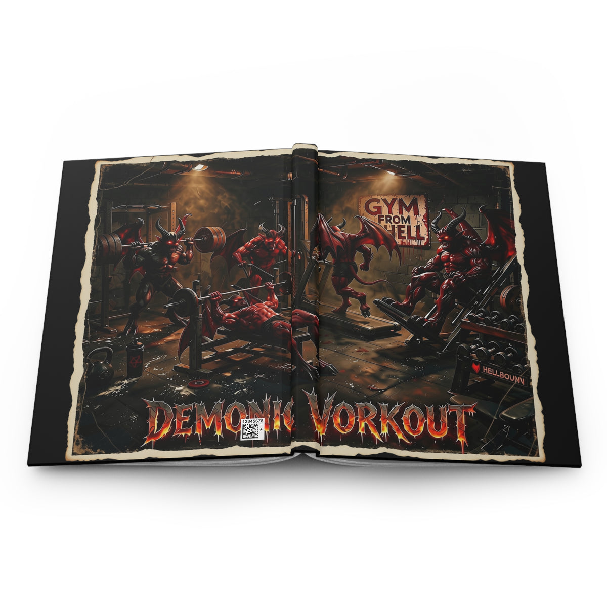 Gym From Hell Workout Hardcover Journal — Demonic Weightlifting Lined Notebook