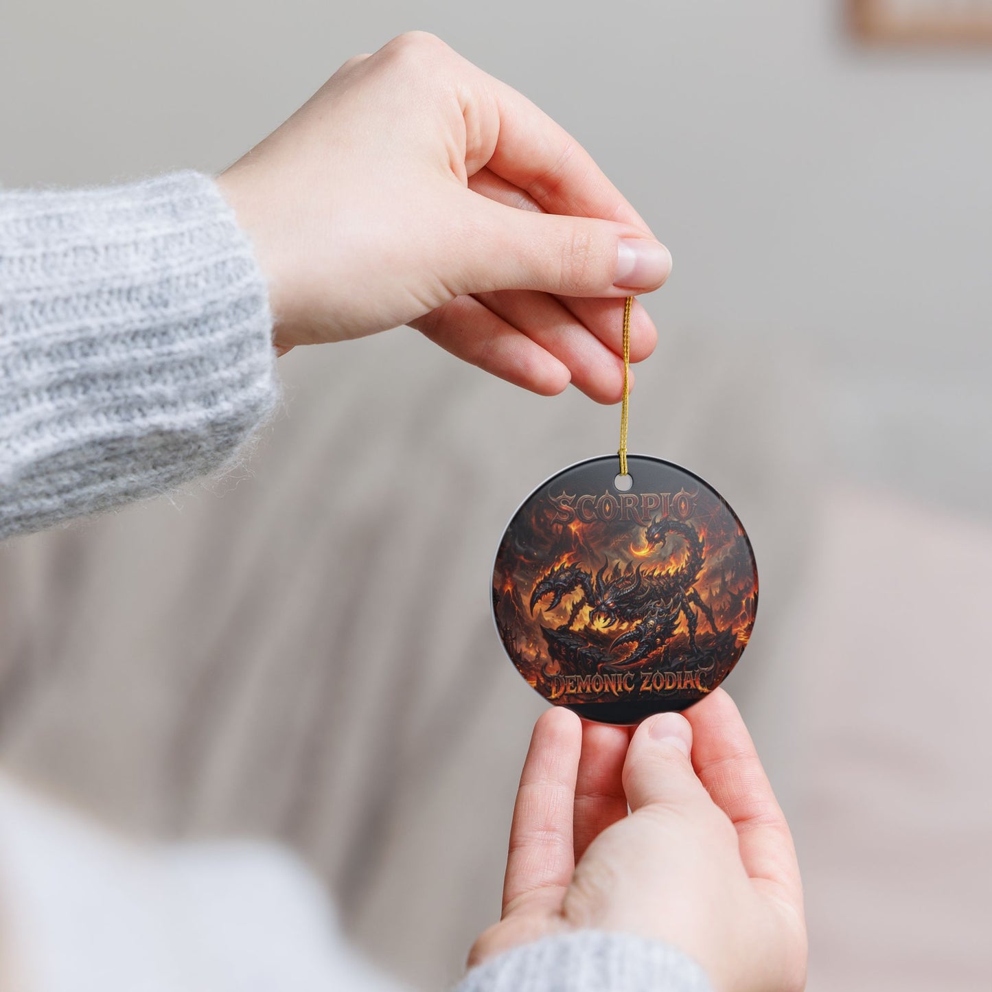 Scorpio Demonic Zodiac Ceramic Ornament — Fiery Scorpion Astrology Decor