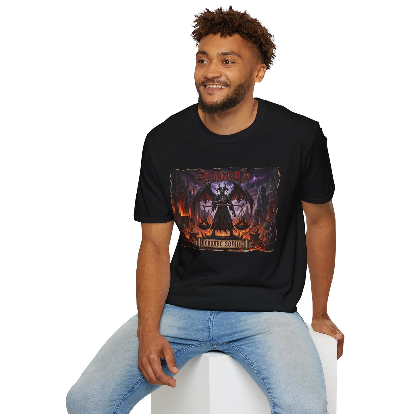 Gothic Demon Libra T-Shirt — Dark Fantasy Angel of Justice Graphic Tee