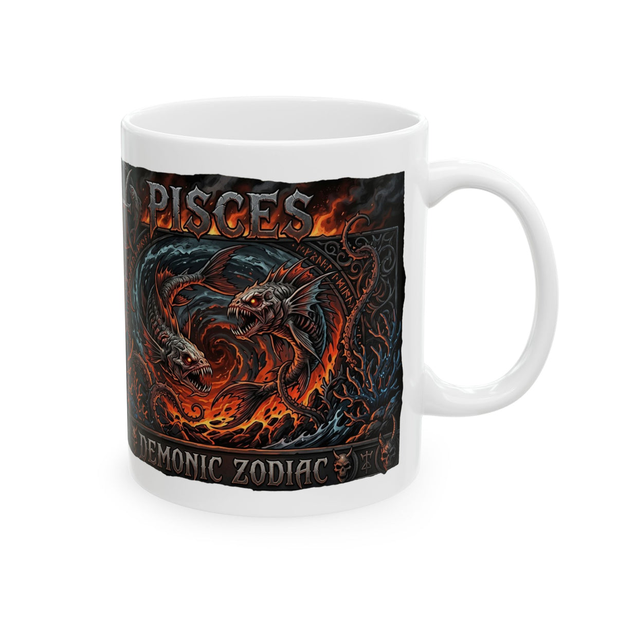 Dark Fantasy Pisces Mug — Gothic Creature Ceramic Coffee Cup (11oz/15oz)
