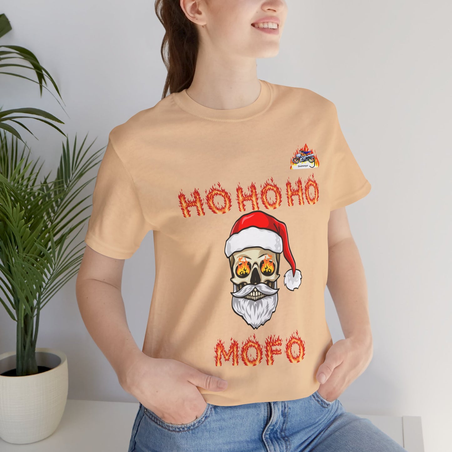 Funny Christmas Skull Unisex Tee - "Ho Ho Ho Mofo"