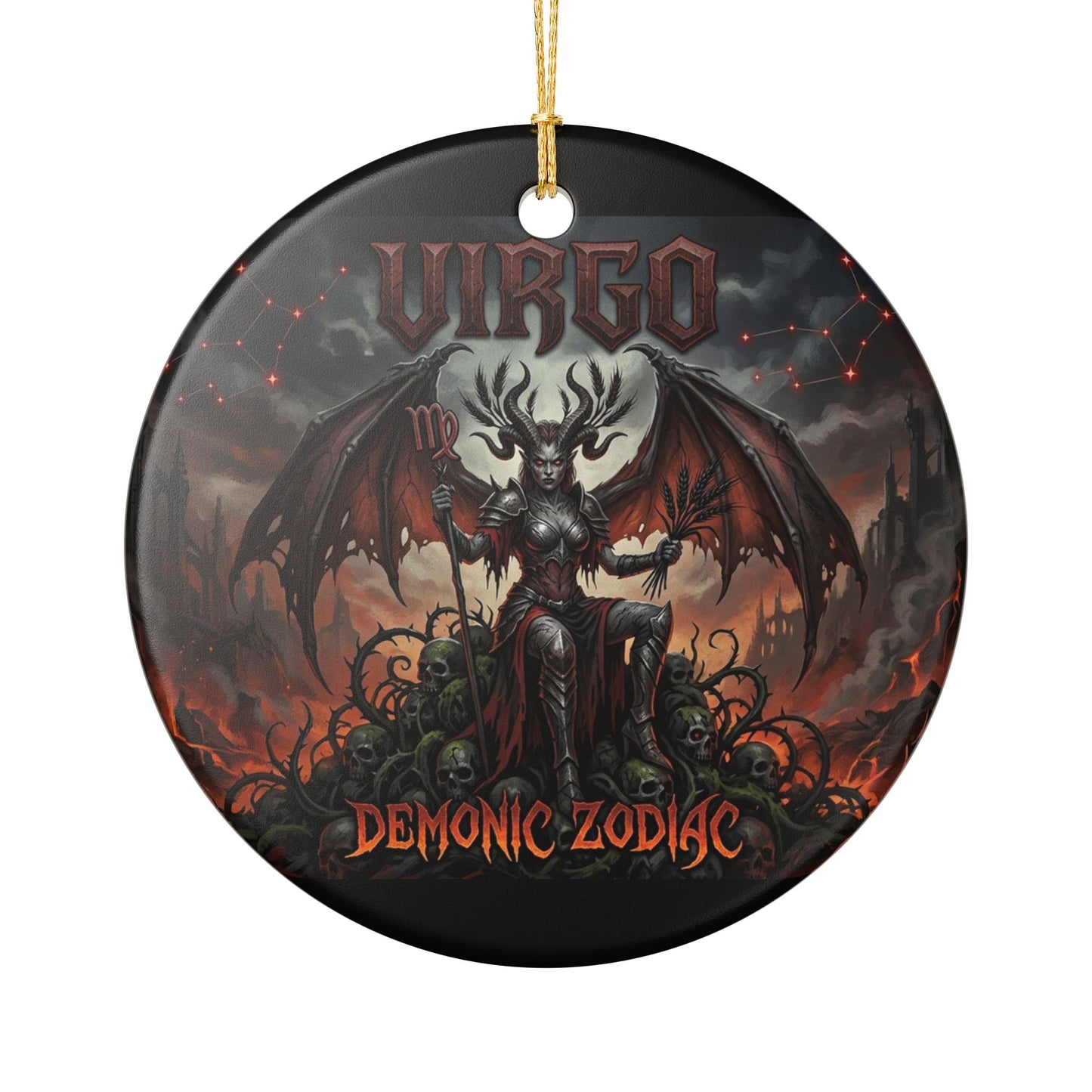 Virgo Demonic Zodiac Ceramic Ornament — Gothic Astrology Décor